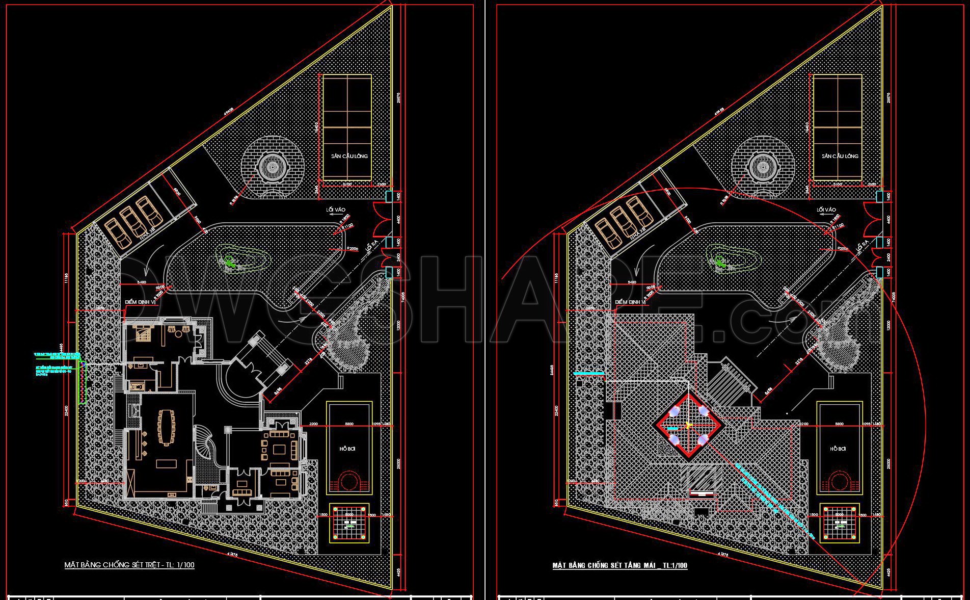 Lighting Map. Plan 368. Classical Villa Elevation CAD Drawing – Lightning Protection ...