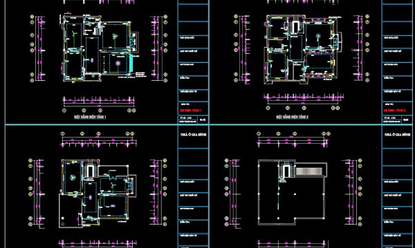 520.-residential-electrical-layout-cad-drawings-4-story-house-lighting-power-plans-1