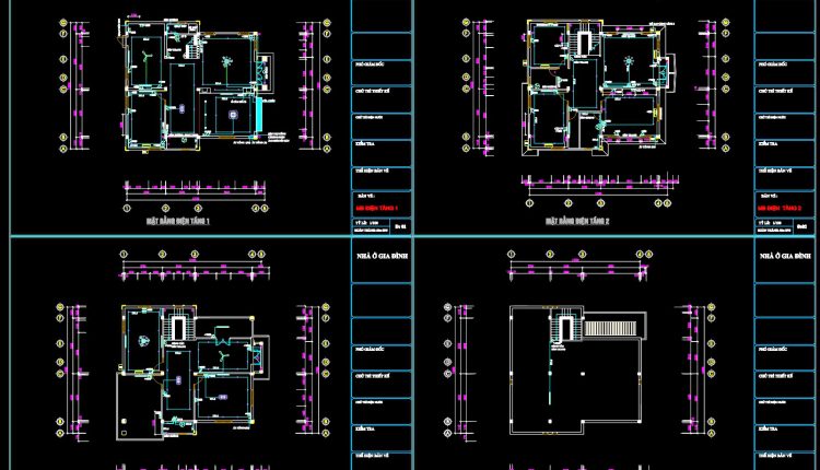 520.-residential-electrical-layout-cad-drawings-4-story-house-lighting-power-plans-1