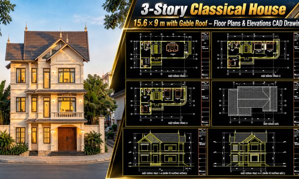 603.-3-story-classical-house-15.6-_-9-m-with-gable-roof-floor-plans-elevations-cad-drawing-1