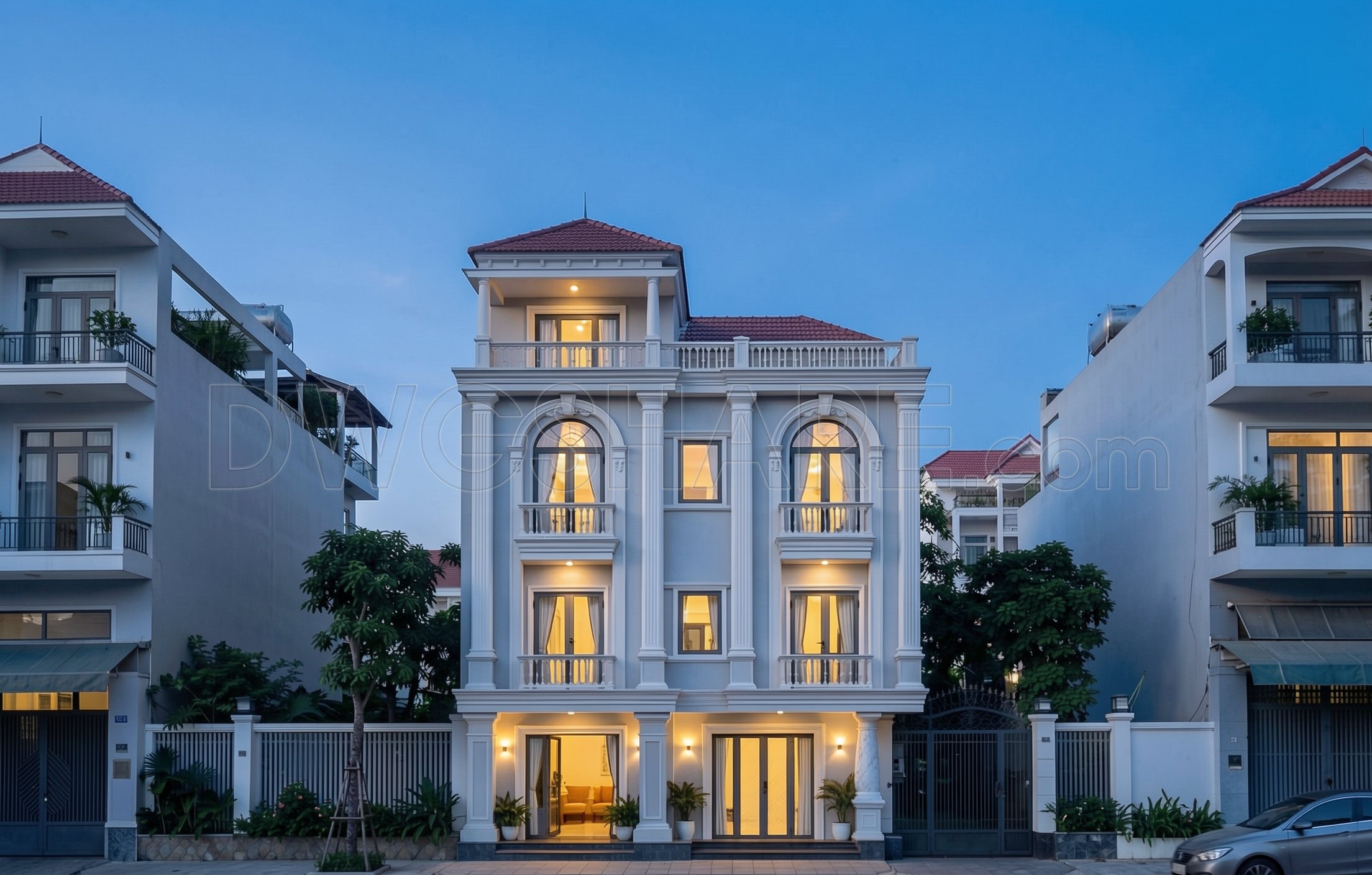 604. 3-Story Modern Traditional House 14.34 × 16.5 m – Floor Plans & Elevations CAD Drawing (2)