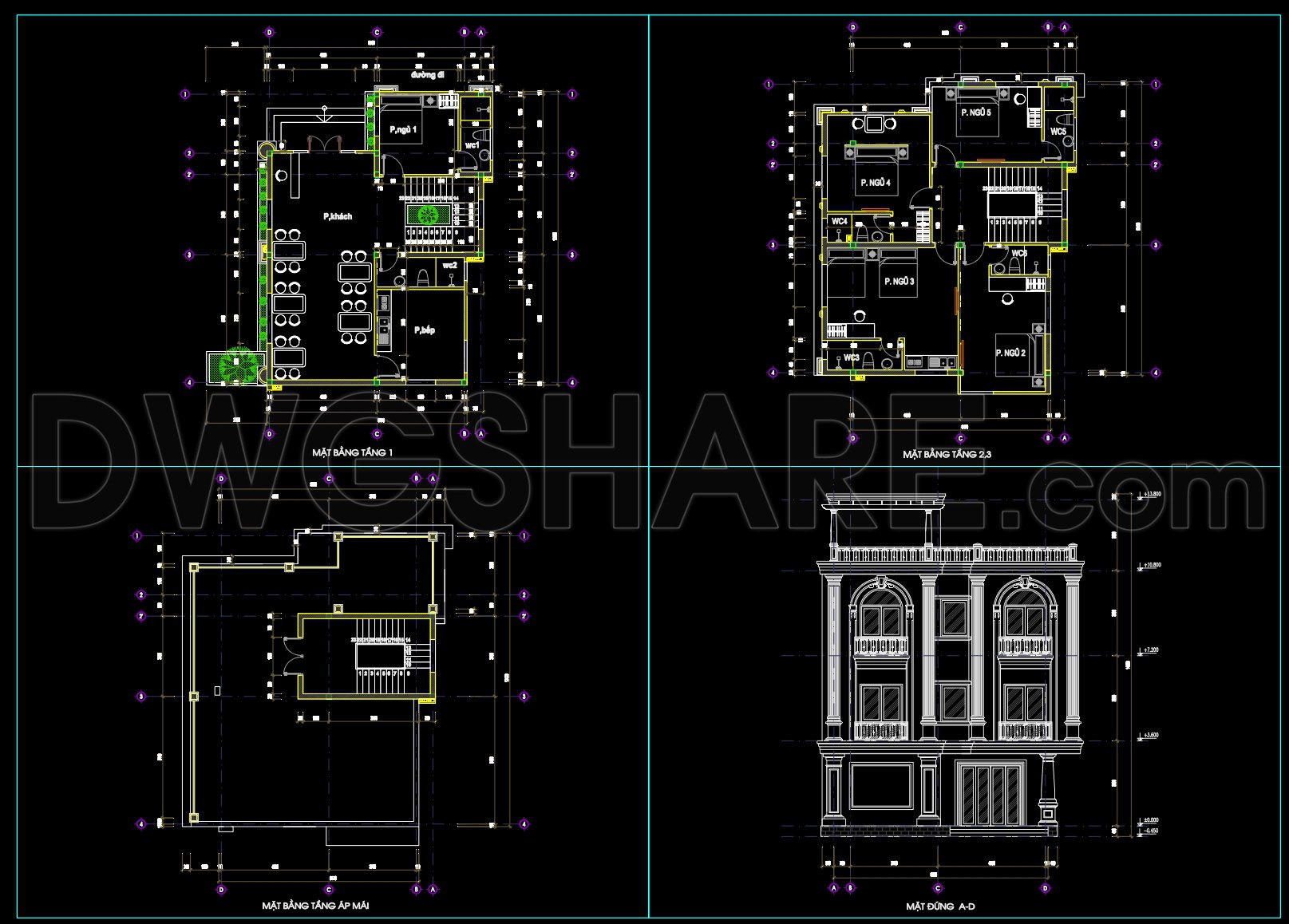 604. 3-Story Modern Traditional House 14.34 × 16.5 m – Floor Plans ...