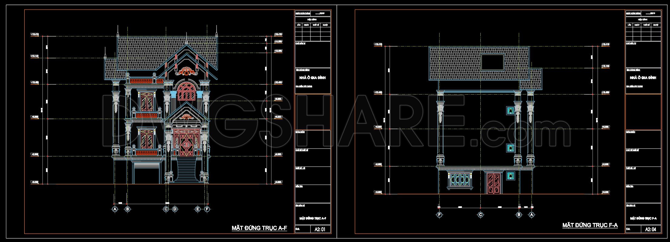 605. 3-Story House 18.1 × 8.5 m – Classic-Style Floor Plans & Elevations CAD Drawing (3)