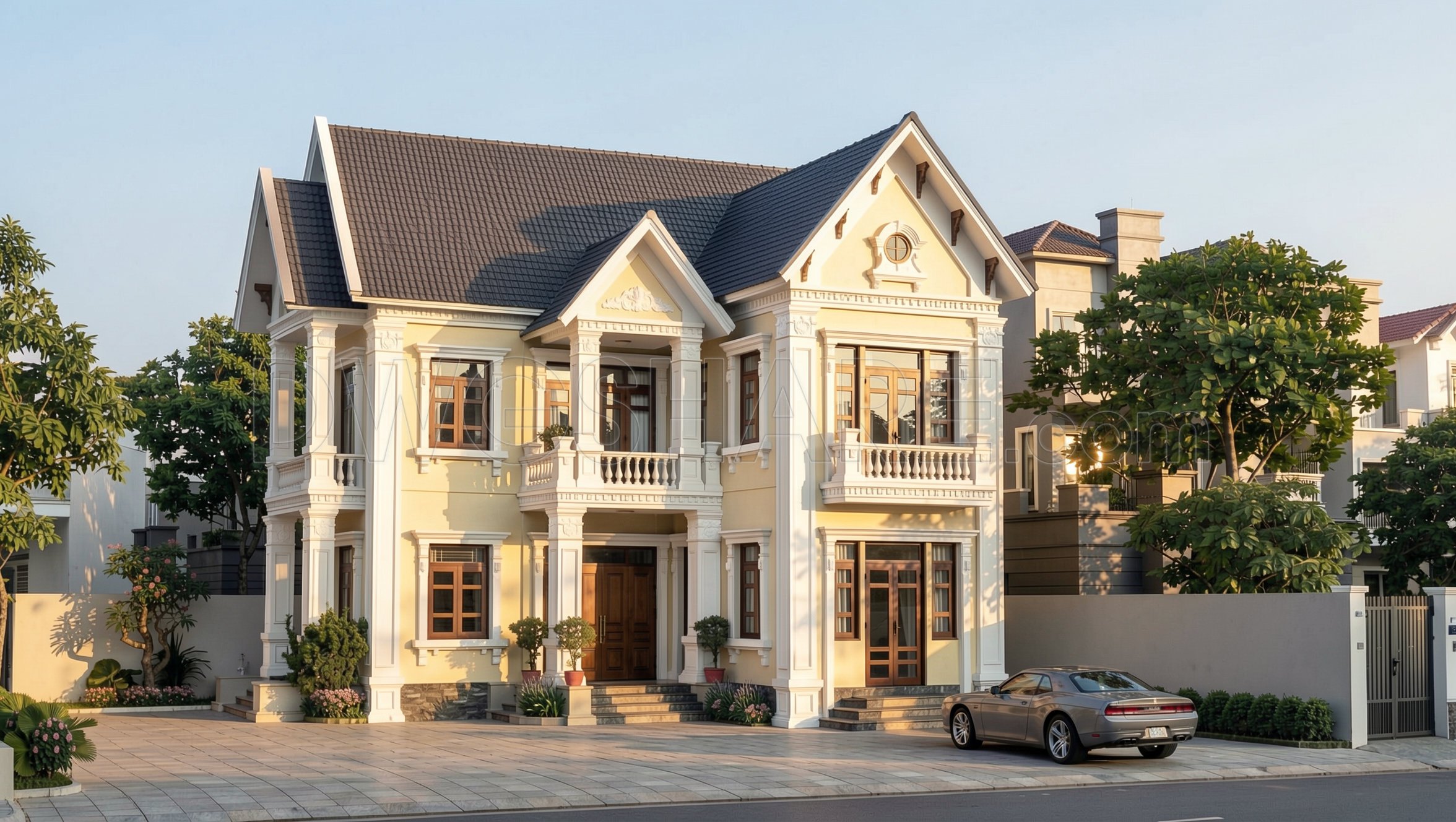 606. 3-Story Neoclassical House – Floor Plans & Elevation CAD Drawing (2)
