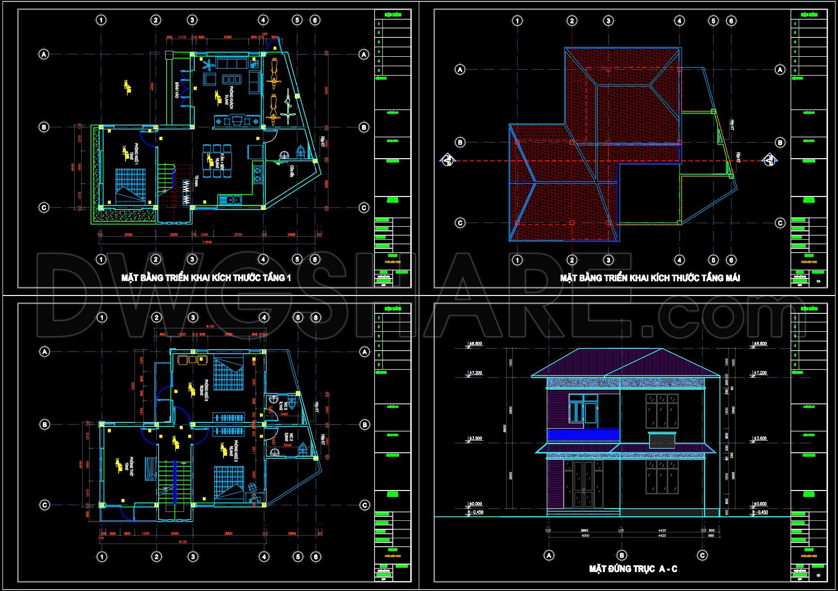 608. 2-Story Modern House 9.2 × 12 m – Floor Plans & Elevation CAD Drawing (2)