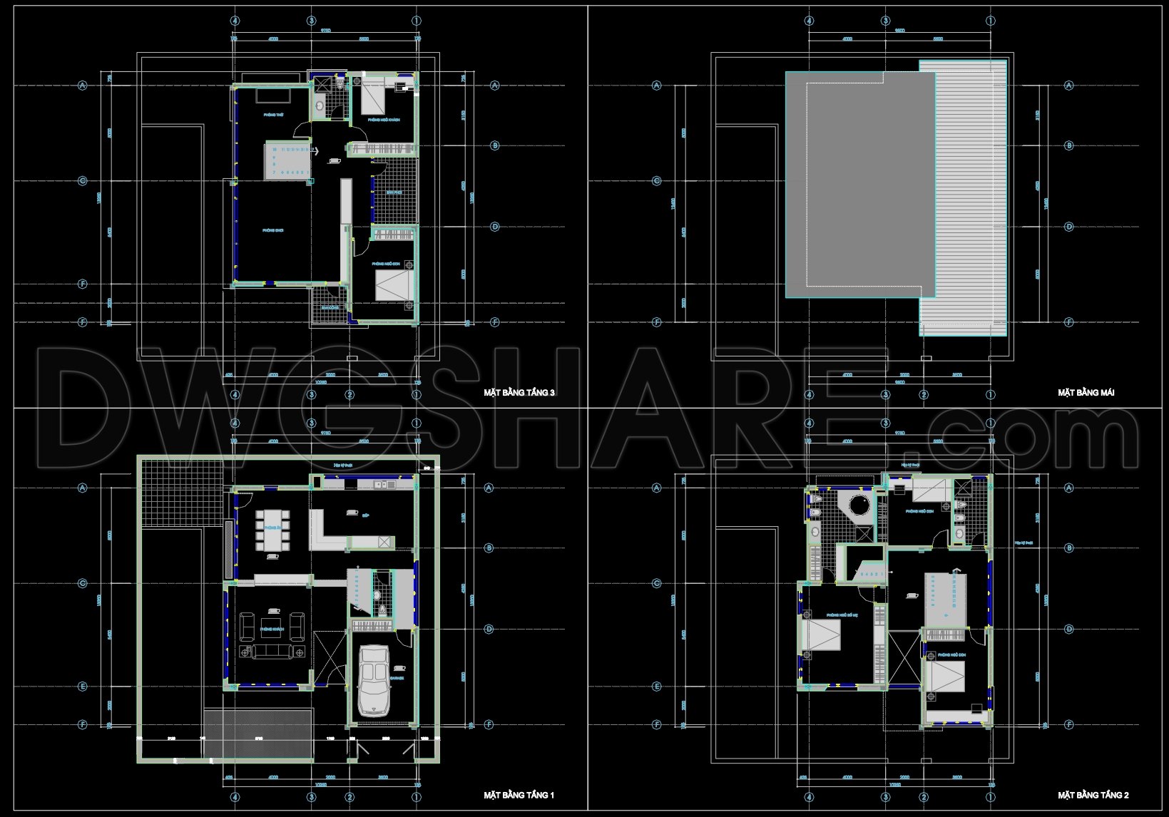 609. 3-Story Modern House 10.2 × 13.2 m – Floor Plans & Elevations CAD Drawing (2)