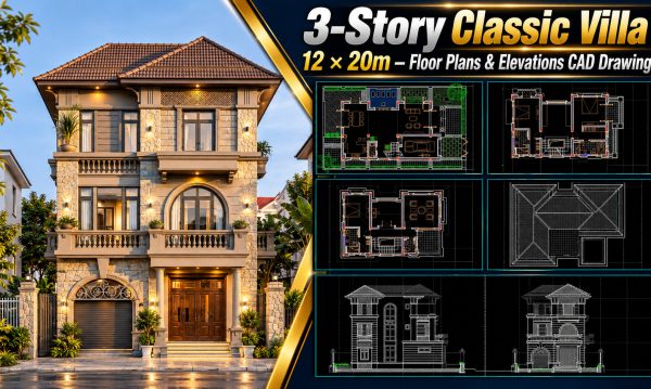 611.-3-story-classic-villa-12-_-20m-floor-plans-elevations-cad-drawing-1