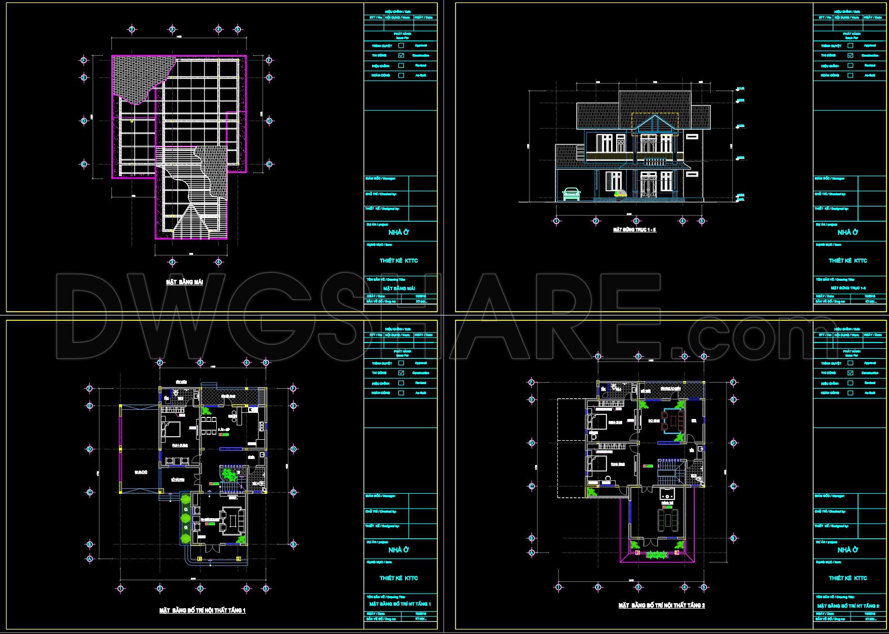 617. 2-Story Modern House 15 × 16 m – Floor Plans & Elevation CAD Drawing (2)