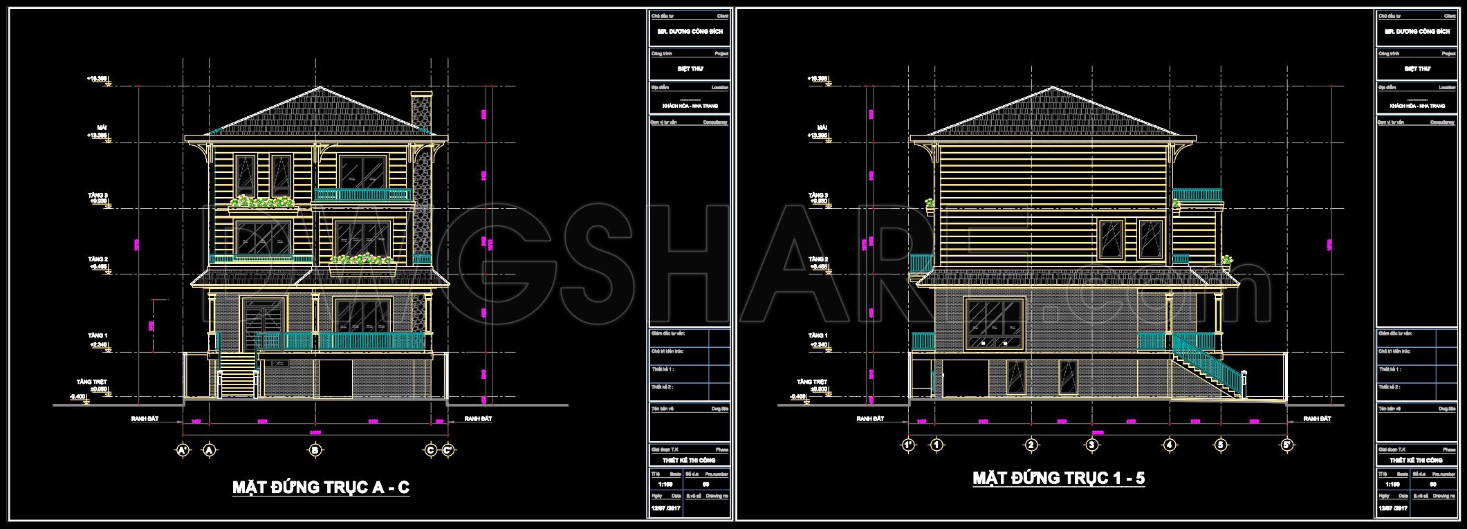 625. 3-Story Contemporary House 14 × 20 m – Floor Plans & Elevations CAD Drawing (2)