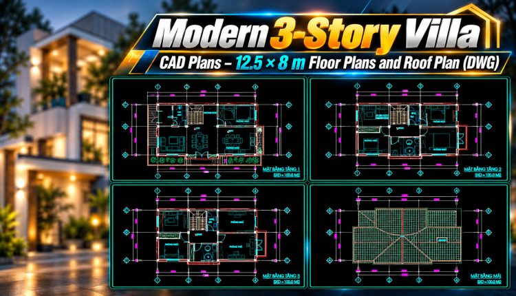 634.-modern-3-story-villa-cad-plans-12.5-_-8-m-floor-plans-and-roof-plan-dwg-1