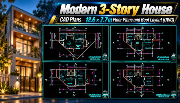 636.-modern-3-story-house-cad-plans-12.6-_-7.7-m-floor-plans-and-roof-layout-dwg-1