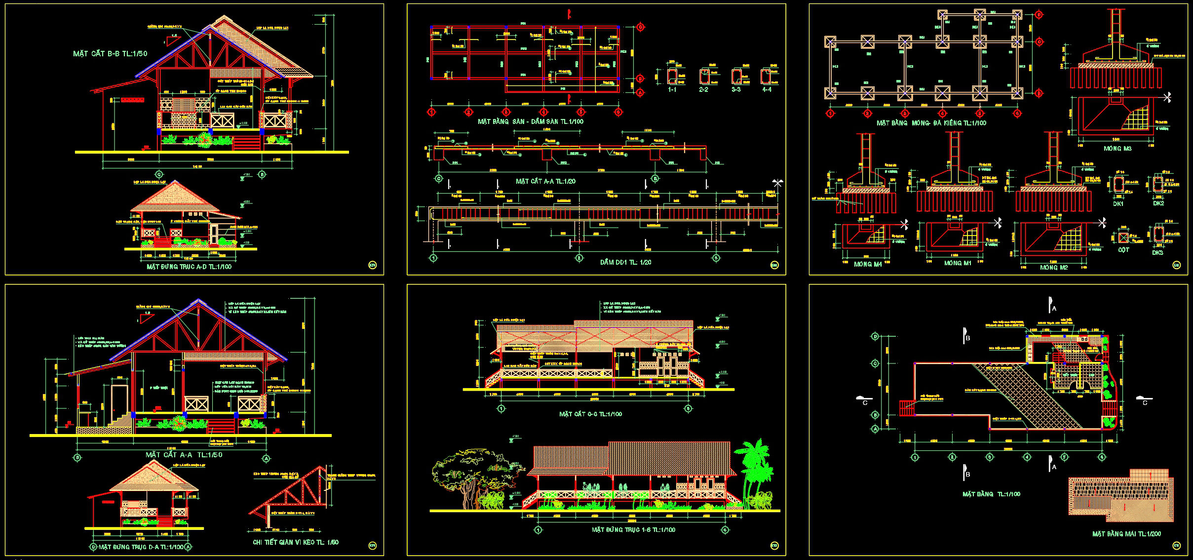 840. Free Download 1-Story Traditional Wooden House CAD Drawings – Full Architectural & Structural Set (2)