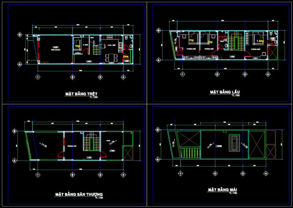 844. 4.5m × 10m Residential Building CAD Drawings – Floor Plans, Roof ...